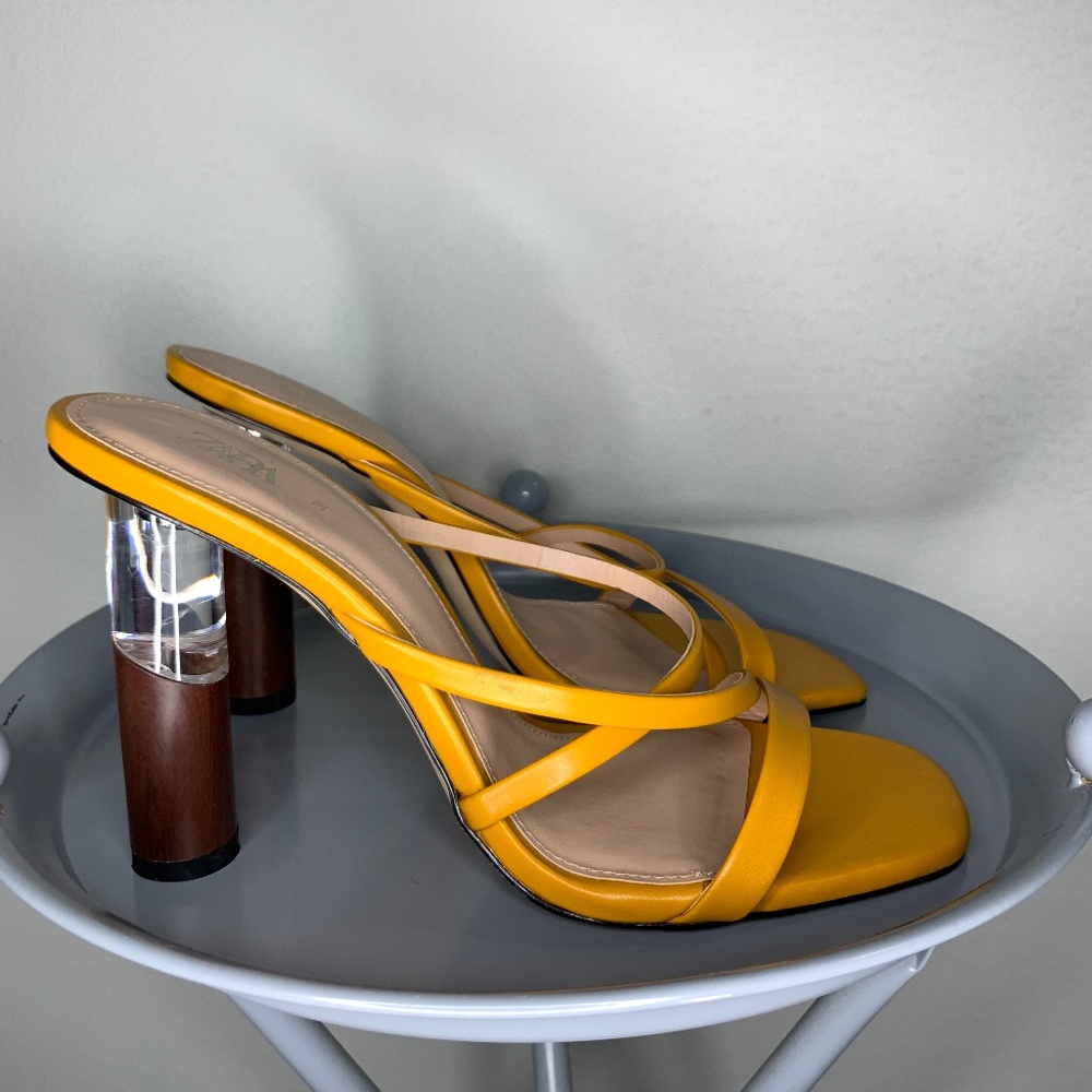 Zara Strap Heels Orange Clear